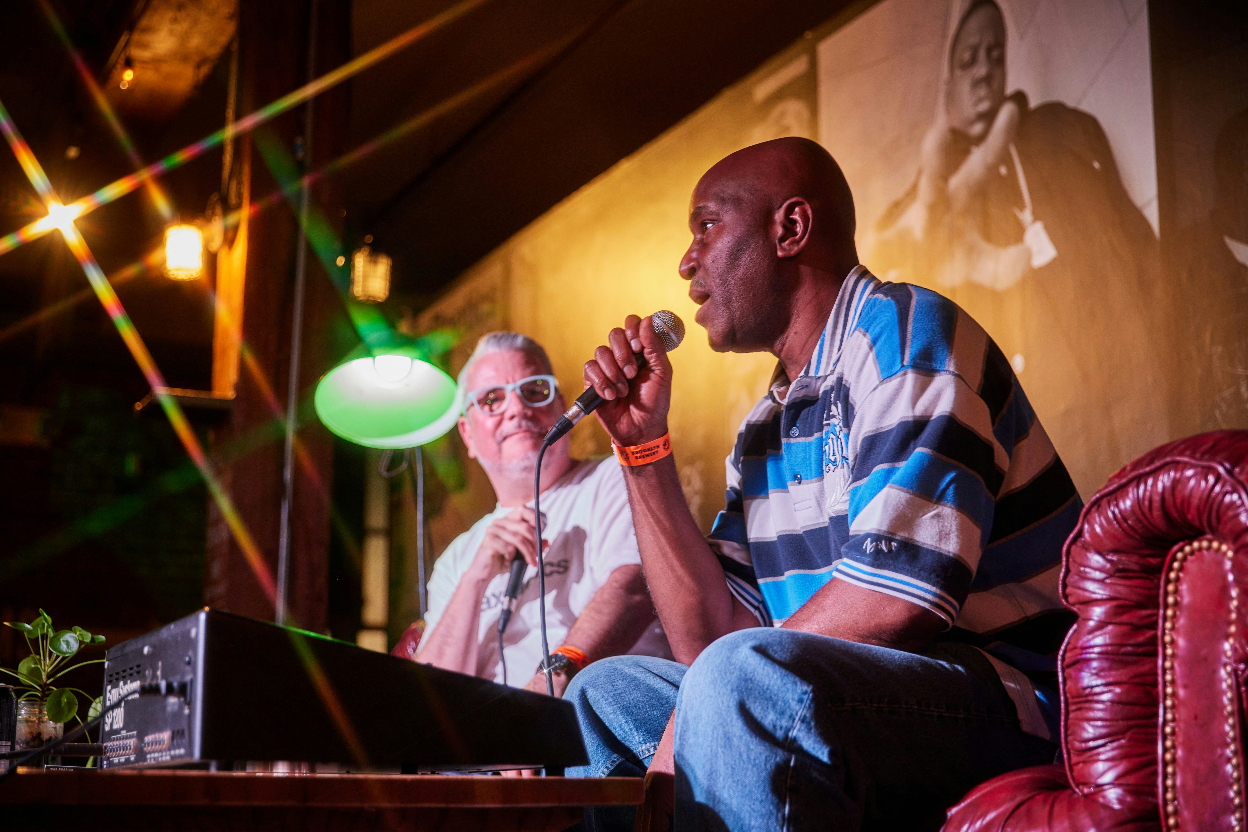 Easy Mo Bee telling stories from the Ready To Die sessions. Photo by Chris Caro/CMMN CNTRL.